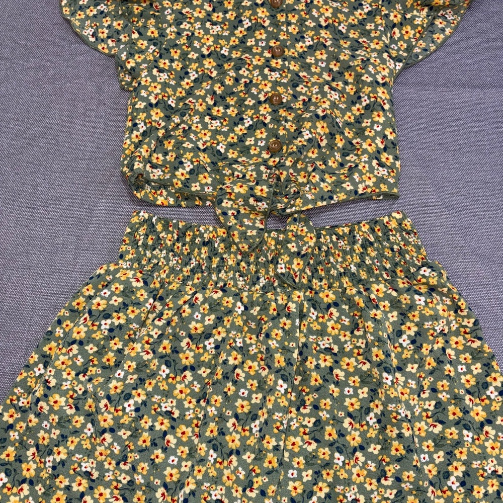 Floral Green Kids Dress
